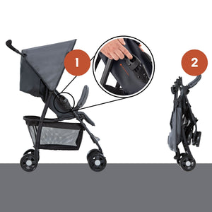 hauck Sport T13 Lightweight Compact Foldable Stroller Pushchair, Charcoal Stone