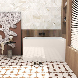 Gloss Freestanding Bathtub With Built In Seat
