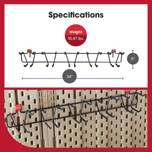 Rubbermaid 34 Inch Heavy Duty Garden Tool and Sports Storage Rack for Sheds