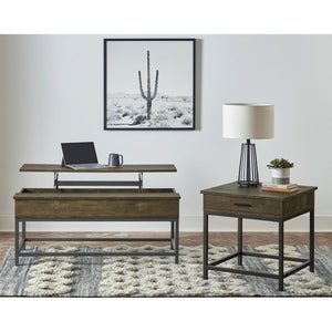 Walton - 2 Piece Coffee And End Table Set With Lift Top Design - Brown Oak