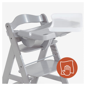 hauck Alpha High Chair Tray Table Compatible with Wooden Alpha+ and Beta+, Grey