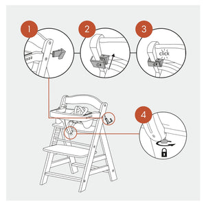 hauck Alpha High Chair Tray Table Compatible with Wooden Alpha+ and Beta+, Grey