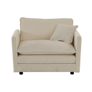 2-Piece Upholstered Living Room Sectional Sofa Set in Beige Chenille