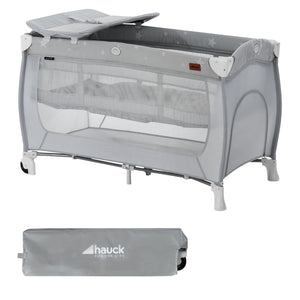 hauck Sleep N Play Center Portable Travel Cot w/Bassinet & Playpen, Stars Grey