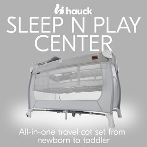 hauck Sleep N Play Center Portable Travel Cot w/Bassinet & Playpen, Stars Grey