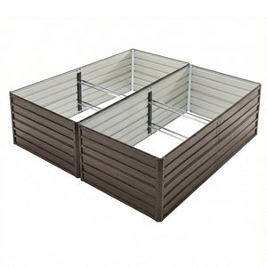 8x4x2 FT Woodgrain Galvanized Raised Garden Bed Set