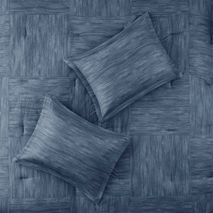 7 Piece Printed Seersucker Comforter Set Navy Queen