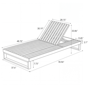 Teak Finish Acacia Wood Chaise Lounge with 4-Inch Cushion