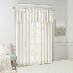 Twist Tab Lined Window Curtain Panel White 50x95