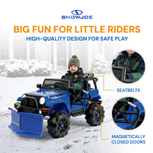 Snow Joe 24V Ride On Car Toy with Snow Plow Scoop and Parental Remote, 24V-SUV1