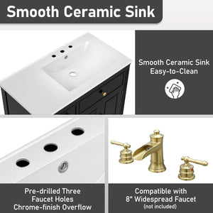 Modern Bathroom Vanity With Ceramic Sink, Freestanding