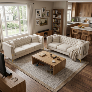 FX-P83-2PC Modern Velvet Upholstered Sofa Set of 2