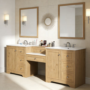 Double Sink Bathroom Vanity With Countertop, 2 Ceramic Sinks, 6 Drawers