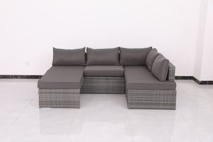 Patio Sofa With Cushions - Gray