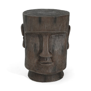 Outdoor Side Table Easter Island Moai Statue Pedestal