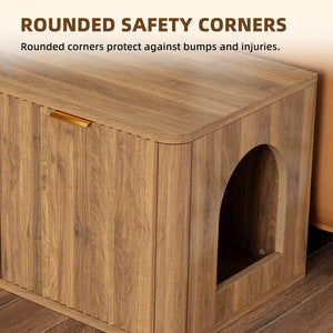 31.5" Walnut Finish Hidden Litter Box Furniture