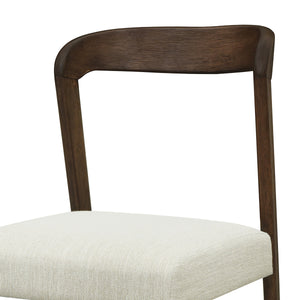 Solid Rubber Wood Dining Chairs (Walnut + Beige) Set of 2