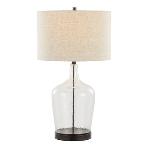 Botella - Contemporary Table Lamp Built In USB Port (Set of 2) - Clear / Oil Bronze / Natural