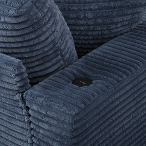 Oversized Loveseat Chaise With 2 USB Ports, 2 Cup Holders And 2 Throw Pillows
