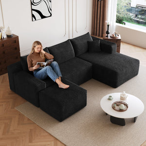 95" Cloud Sectional Sofa with 1 Ottoman