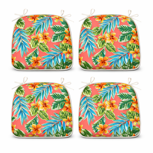 Outdoor Patio Chair Cushions Set of 4 - Bright Coral
