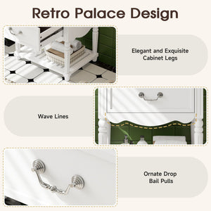 Wave Design Bathroom Vanity With Sink, 2 Drawers And Open Shelf