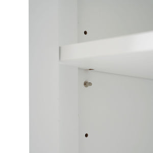 Freestanding Tall Bathroom Cabinet With Adjustable Shelves, Drawers, Soft Close Glass Doors