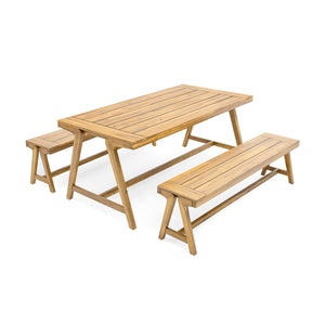 Outdoor 3-Piece Picnic Table Set in Acacia Wood