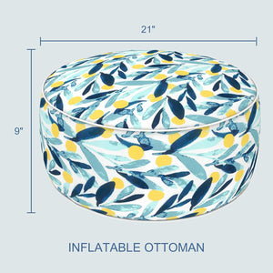 Outdoor Inflatable Ottoman - Coastal Leaves