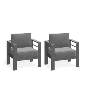 Modern All-Weather Patio Armchairs With Thick Cushions (Set of 2)