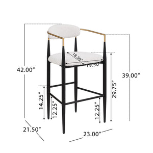 Upholstered Bar Stools With Backs for Kitchen Island (Set of 2) - Beige