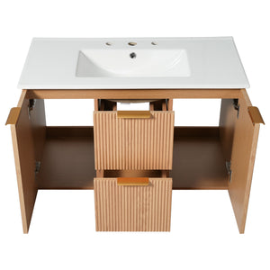 Modern Wall Mounted Bathroom Vanity, Soft Close Doors