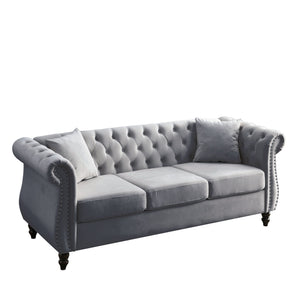 Chesterfield Sofa With Rolled Arms And Nailhead Trim