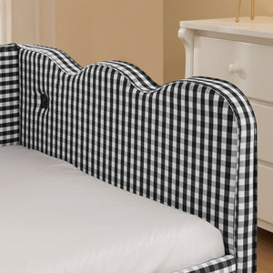 Cozy Gingham Daybed with Trundle Twin Size Sofa Bed