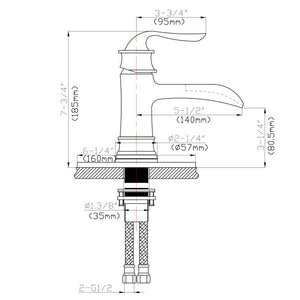 Waterfall Spout Bathroom Faucet With Single Handle And Pop Up Drain - Brushed Nickel