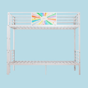 Bunk Bed, Convertible To 2 Separate Twin Size Beds & Full Length Guardrail & Ladder, No Box Spring Needed - White