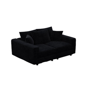 Deep Seat Convertible Sofa With Soft Pillows And Ottomans