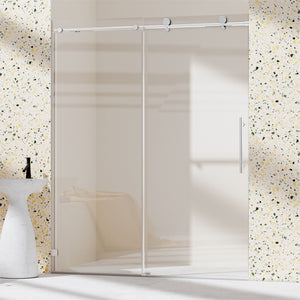 Frameless, Single Sliding Soft Close Shower Doors, 5/16" Sgcc Tempered Glass