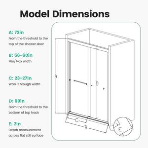 Semi-Frameless Double Sliding Shower Door, Bypass Shower Door, 1 / 4" (6Mm) Thick SGCC Tempered Glass Door