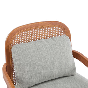 Elliston Rattan Backrest Solid Wood Accent Chair with Cushions - Set of 2