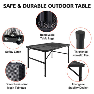 3FT Camping Table with Mesh Desktop, Lightweight & Portable Small Folding Grill Table