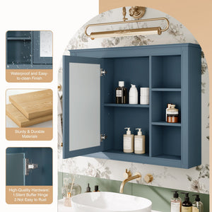 Wall Mounted Medicine Cabinet With Mirror, Storage Cabinet Featuring 6 Open Shelves And Adjustable Interior