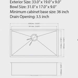 Undermount Kitchen Sink 16 Gauge Single Bowl Stainless Steel