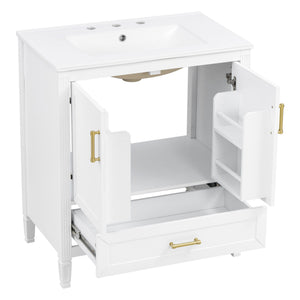 Elegant Fluted Bathroom Vanity With Sink, Soft Close Doors & Drawer
