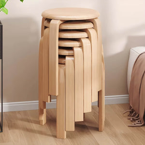 Stackable Bentwood Stool Set of 4, 18" Round Backless Nesting Stools