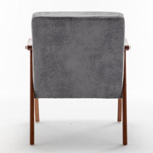 Mid Century Modern Accent Chair With Solid Wood Frame And Extra Thick Backrest