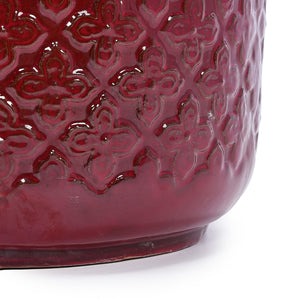 3 Pieces Ceramic Flowerpot Set, Bean Paste Red