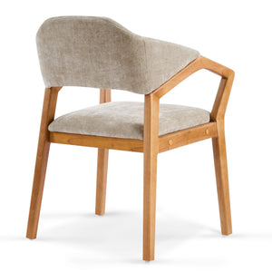 Indoor Upholstered Dining Chair Set of 2 - Oatmeal / Teak