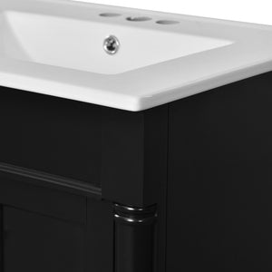 Bathroom Vanity With Top Sink, 2 Tier Storage Cabinet