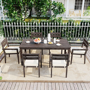 U_Style 7 Pieces Acacia Wood Outdoor Dining Set with Cushions